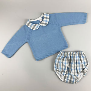 baby boys blue knitted set