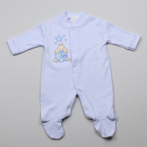 Baby Boys Sleepsuit - Blue - Applique Rabbit