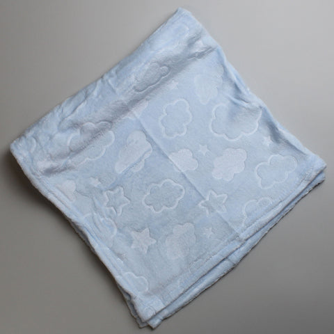 Baby Boys Blue Embossed Stars and Clouds Blanket