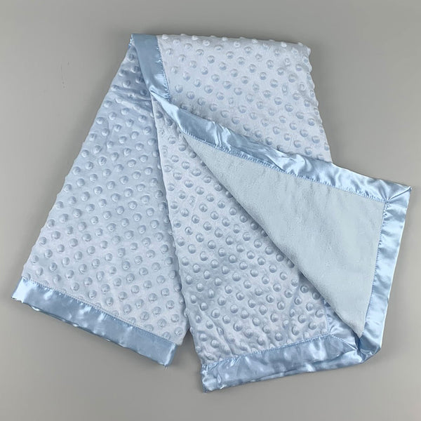 Baby Bubble Blanket with Satin Trim- Blue