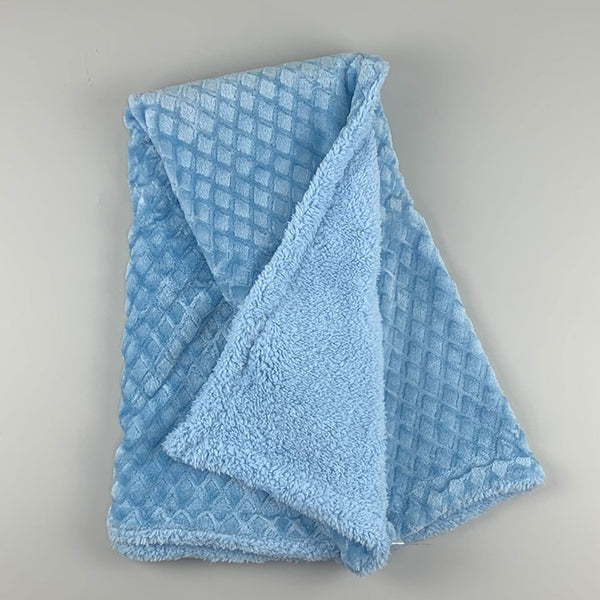 Baby Blanket-Blue-Deluxe With Diamond Design