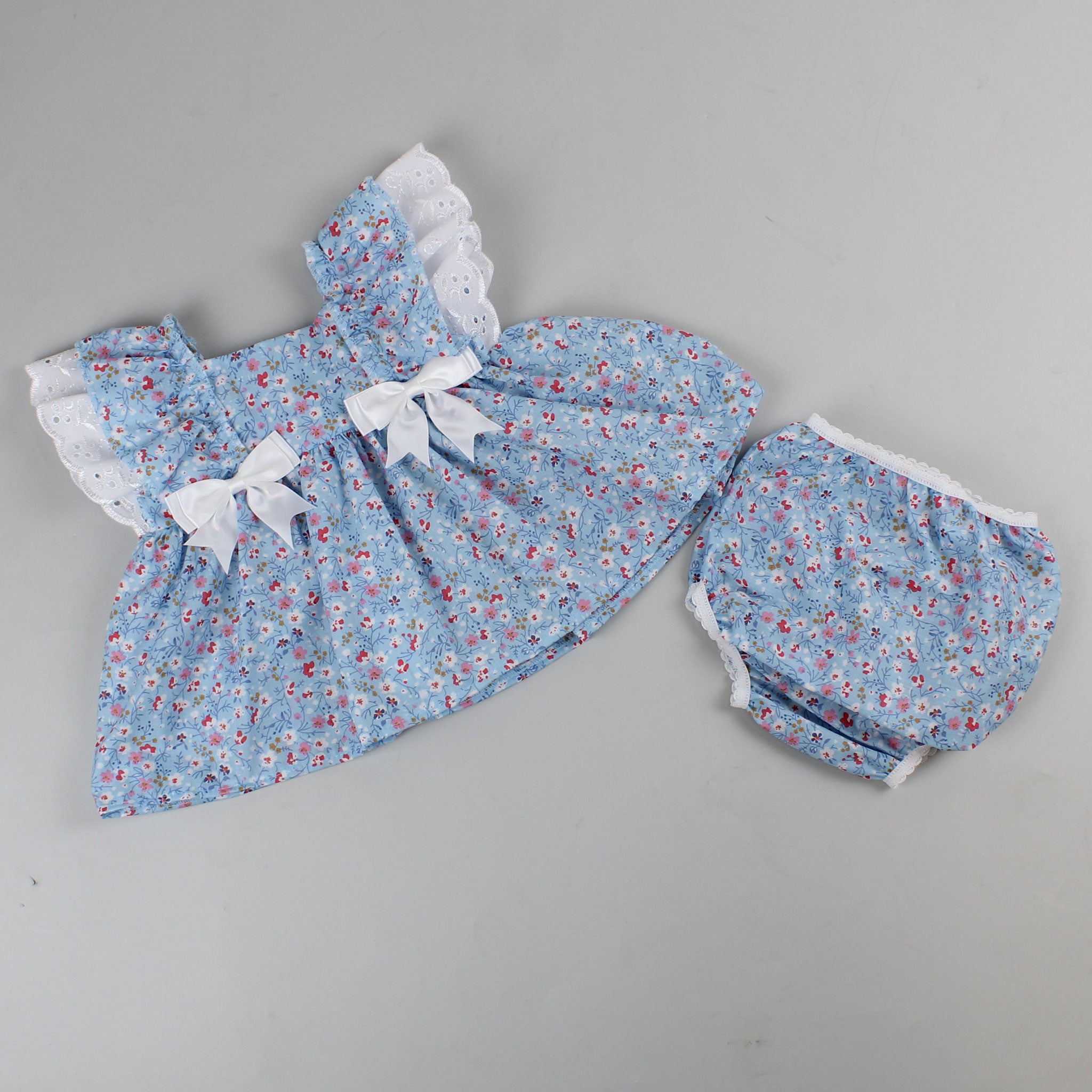 Baby Girl Dress & Bloomers - Blue Floral Print
