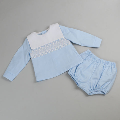 baby boys blue cotton outfit
