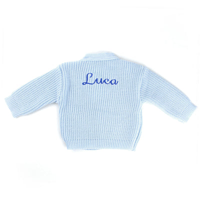 Personalised Name Baby Boys Cardigan – Blue