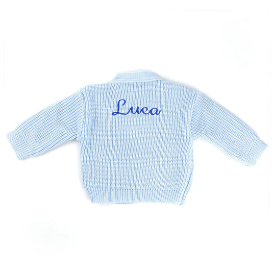 Personalised Name Baby Boys Cardigan – Blue
