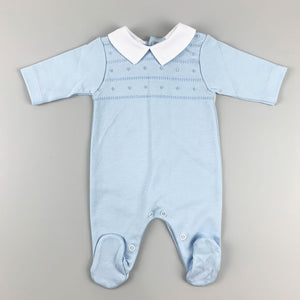 baby boys blue sleepsuit