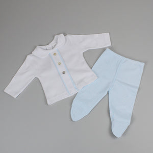 baby boys blue striped cotton outfit