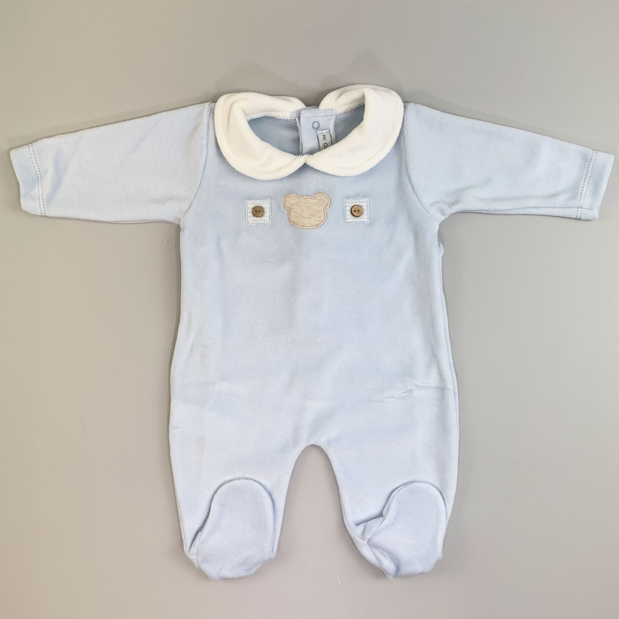 Baby Boys Velour Sleepsuit - Blue - Calamaro 33031