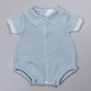 Baby Boy Knitted Romper - Blue