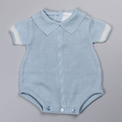 Baby Boy Knitted Romper - Blue