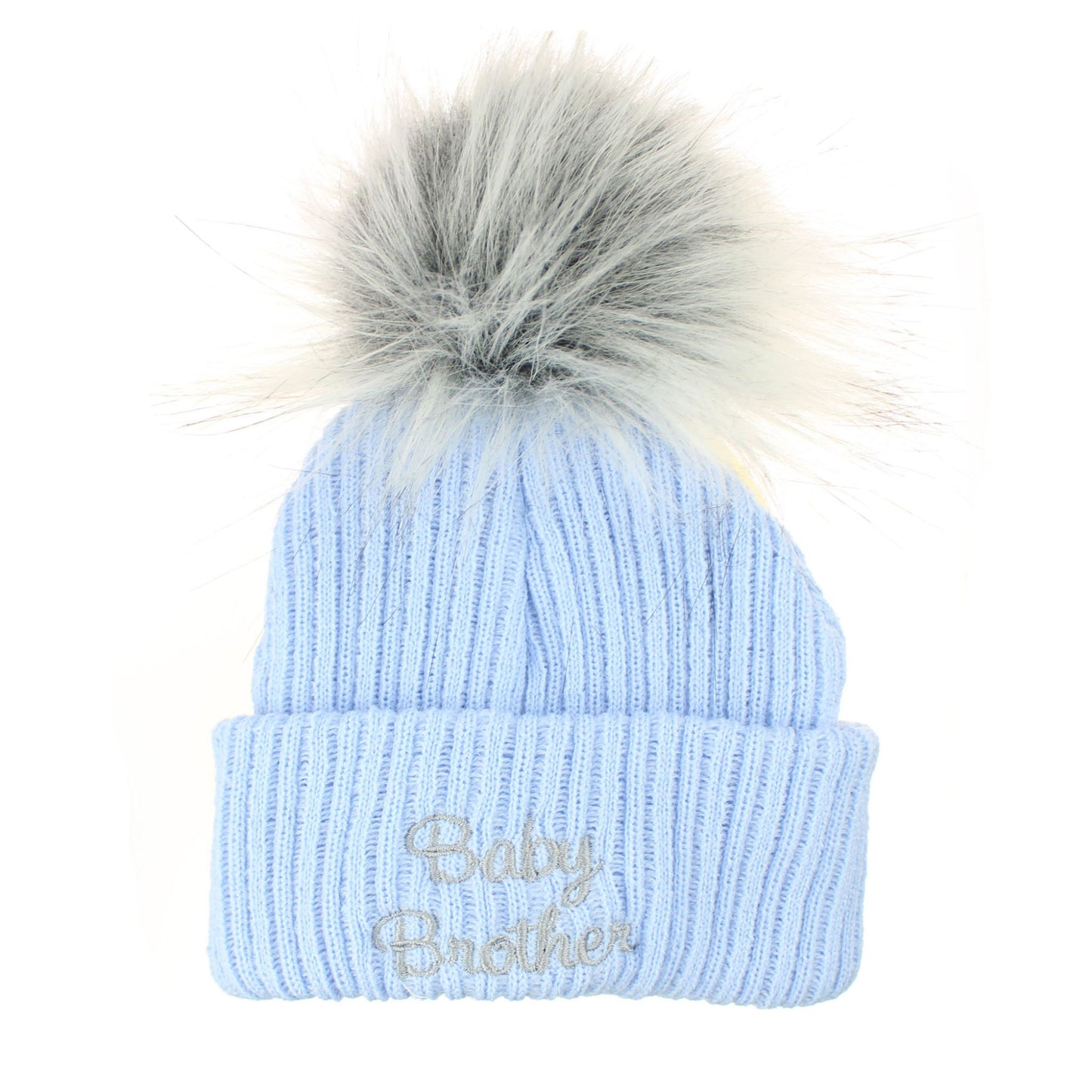 Baby Brother / Baby Sister Pom Hat –  Baby Hat (Newborn & 0–6 Months)