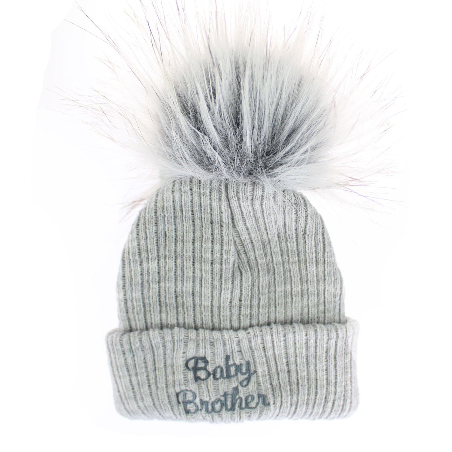 Baby Brother / Baby Sister Pom Hat –  Baby Hat (Newborn & 0–6 Months)