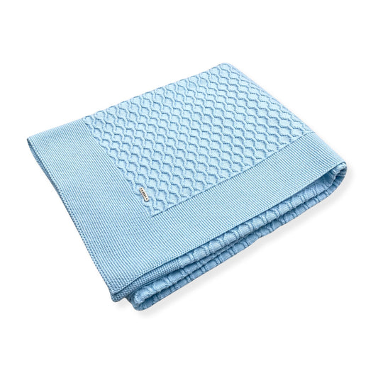 
baby boys blue kniktted shawl
