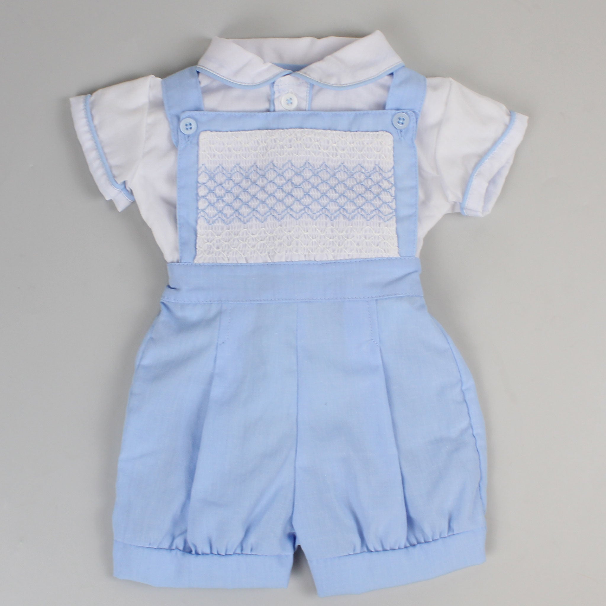 baby boys dungarees and white shirt