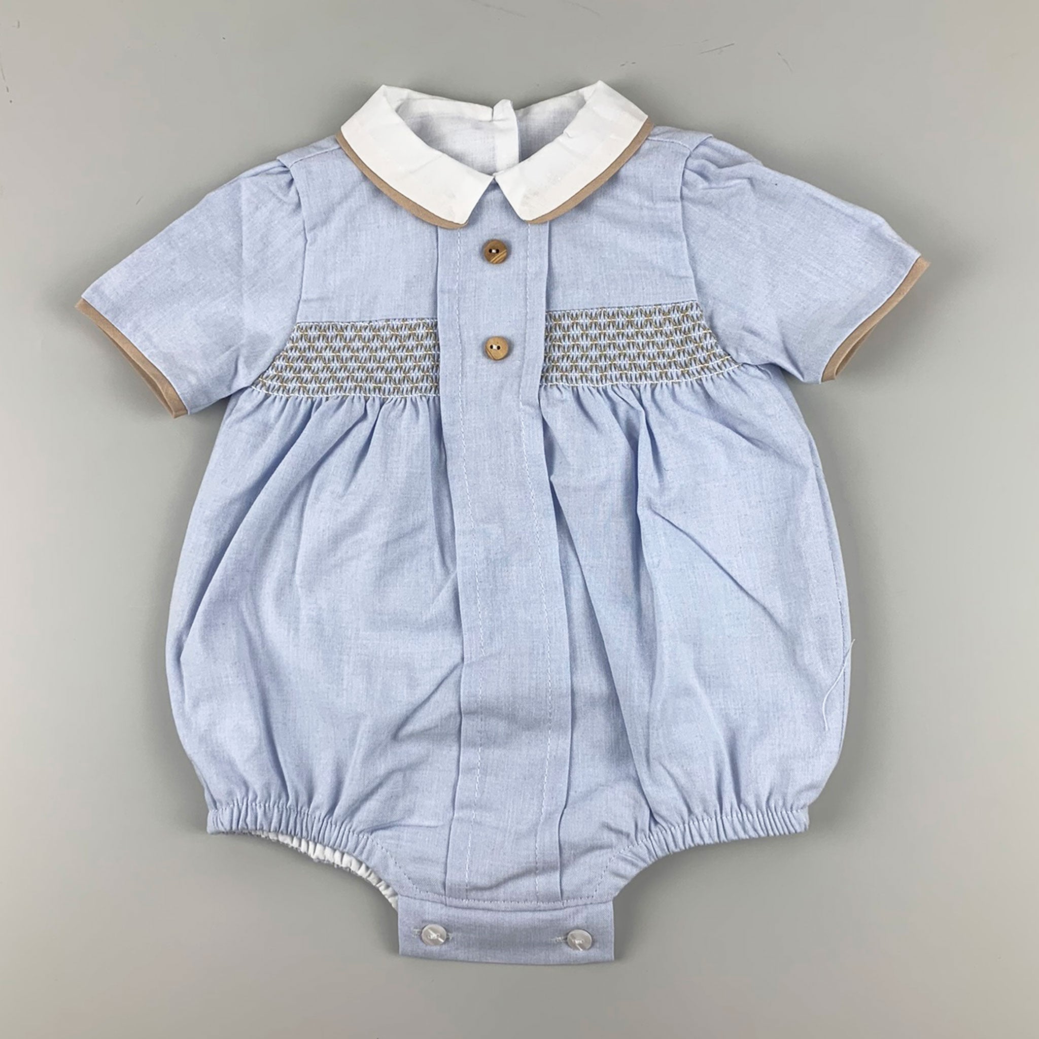 Baby Boys Smocked Romper - Blue