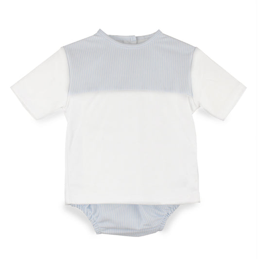 Baby Boys Blue Stripe Two Piece Outfit – 100% Cotton