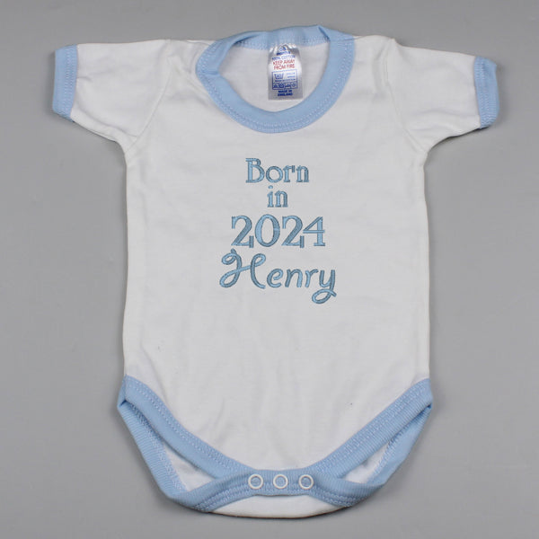 baby boys born in 2024 blue and white vest]