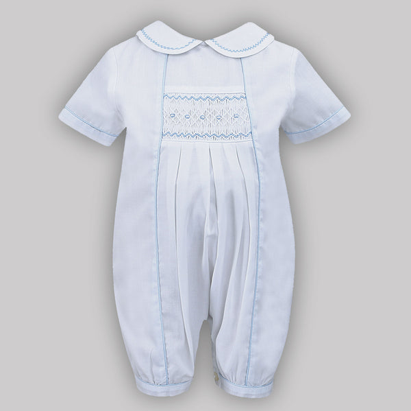 baby boys sarah louise white and blue romper