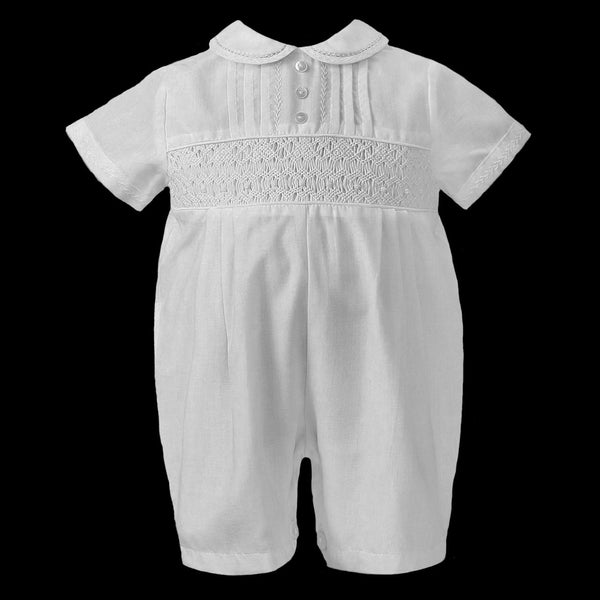 baby boys christening romper white