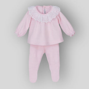 Baby Girls 2 Piece Cotton Set - Pink - Calamaro 17631
