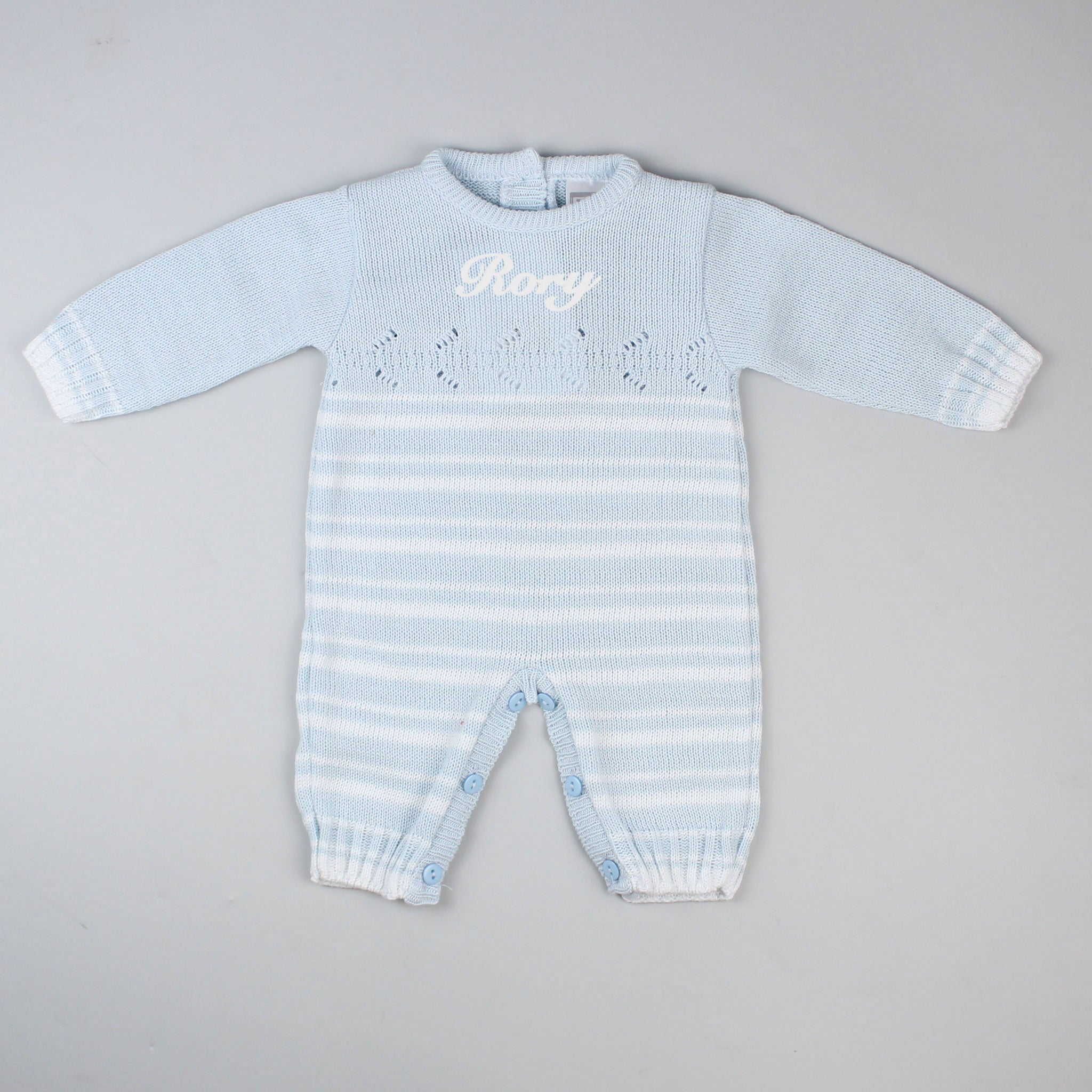 baby boys personalised knitted all in one