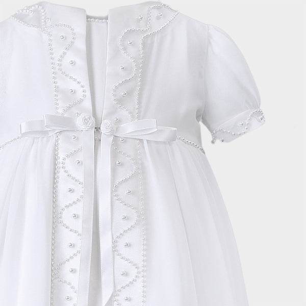 Sarah Louise Ceremonial Christening Gown and Bonnet - White - 001058