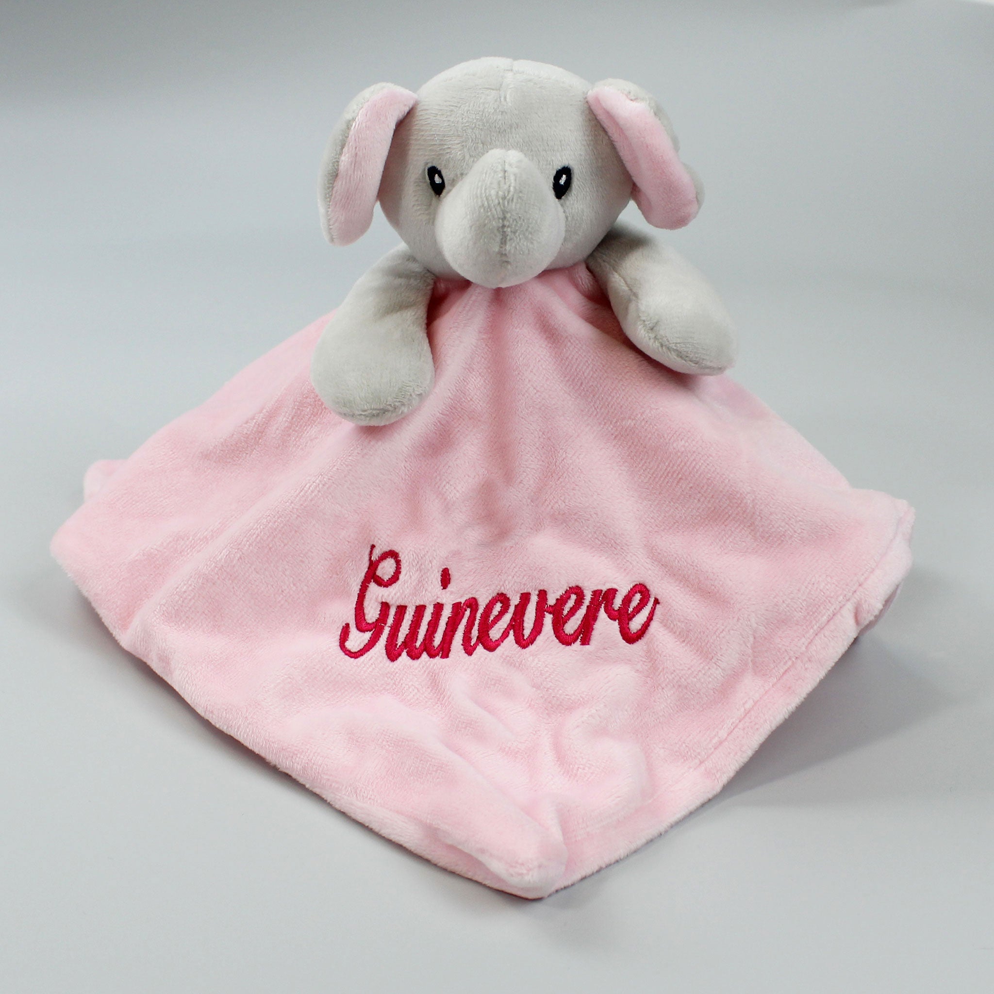 pink baby girls personalised elephant comforter