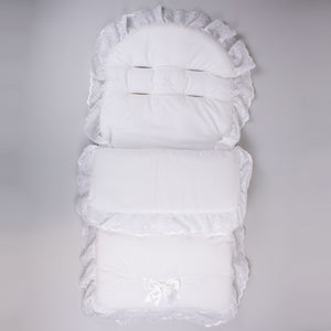 plain white cosy toes footmuff for baby boys and girls