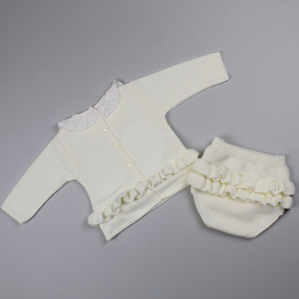 baby girls cream knitted outfit