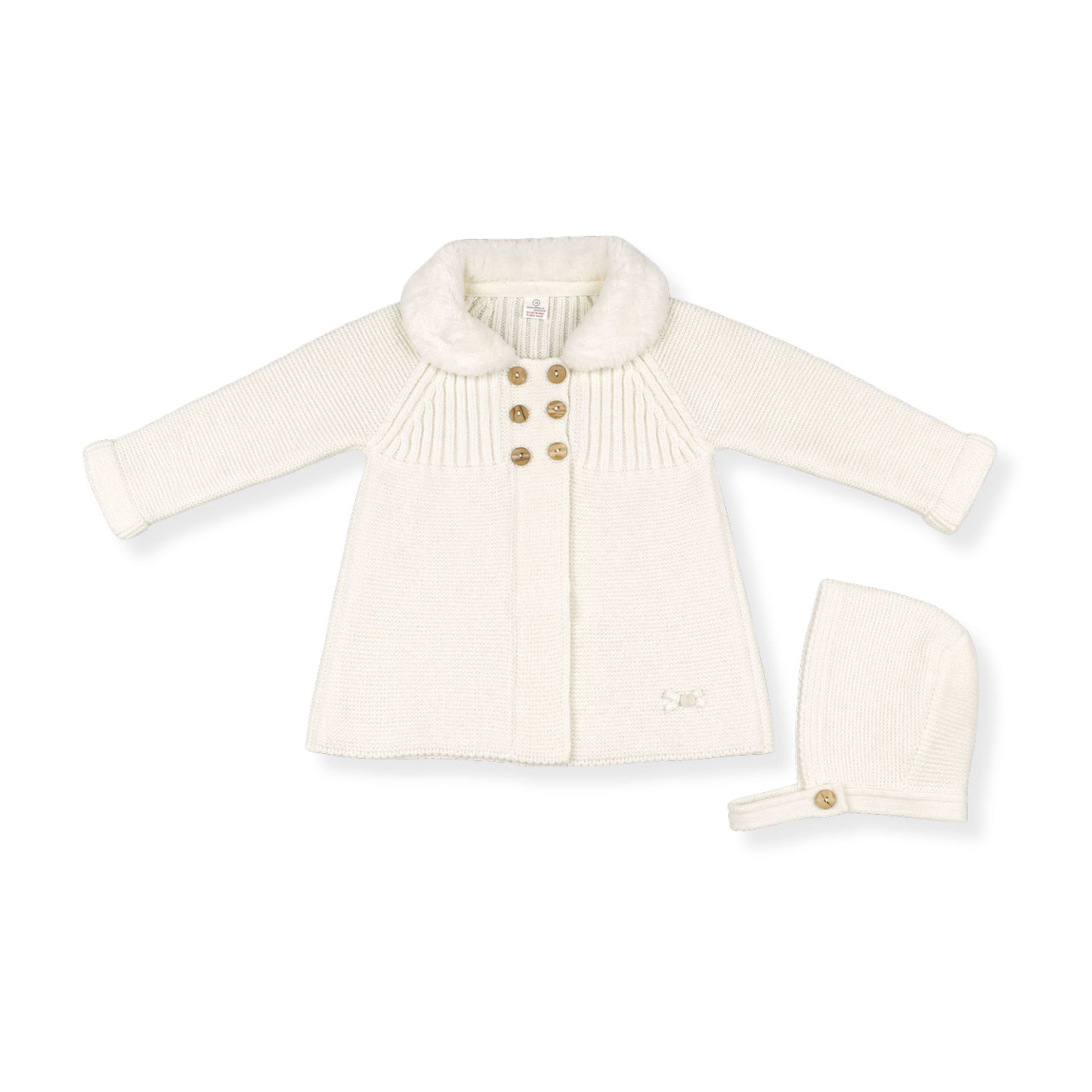 baby Girls Cream Jacket and bonnet