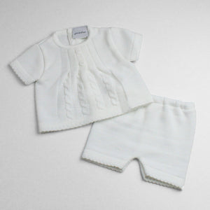 baby cable knit white 2 piece