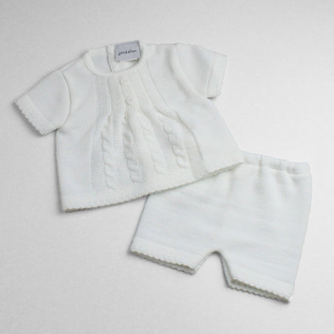 baby cable knit white 2 piece