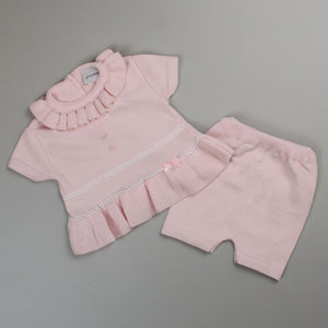 baby girls knitted pink outfit