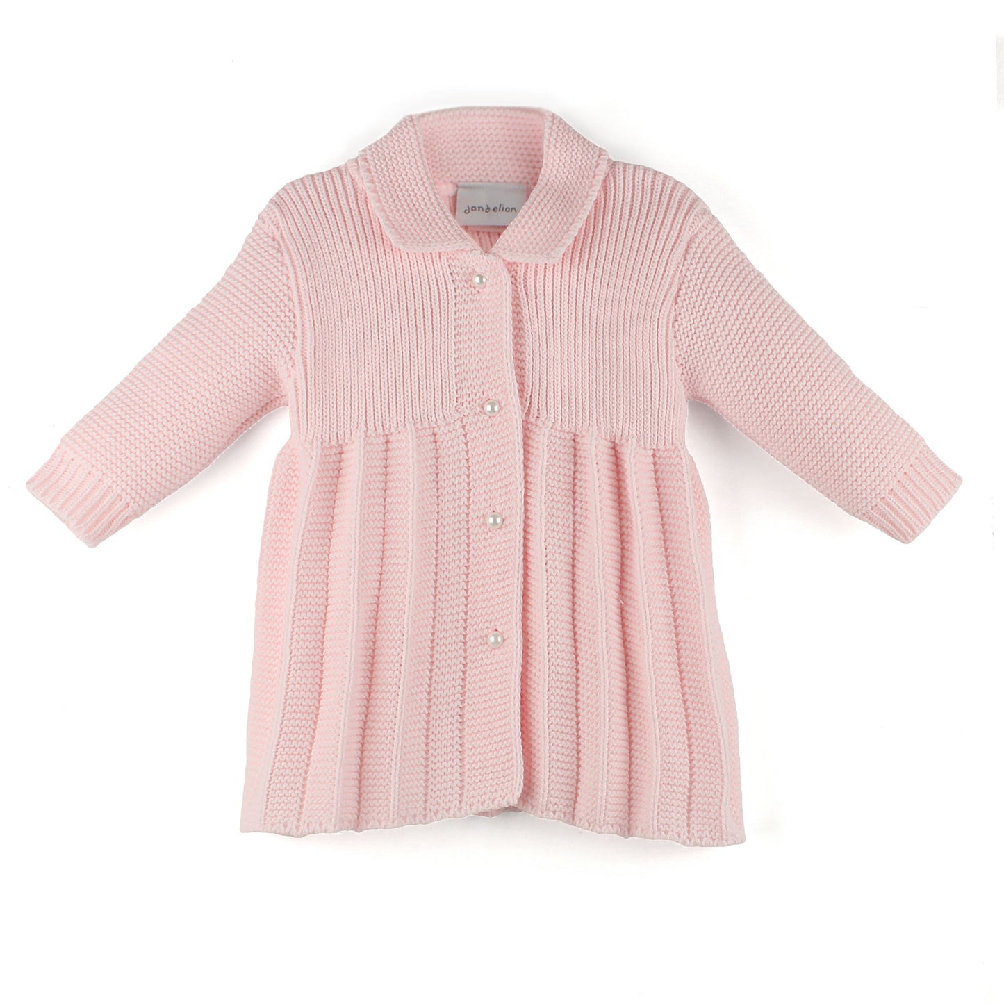 pink baby cardigan coat from dandelion in a spanish style