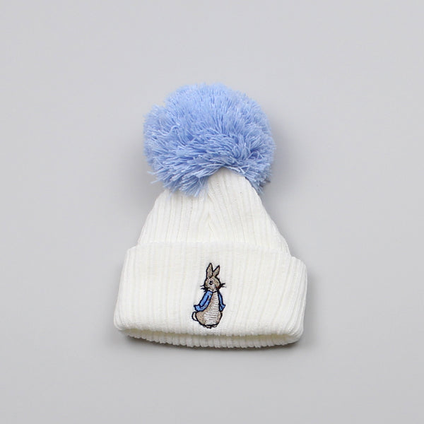 White Pom Hat With Rabbit