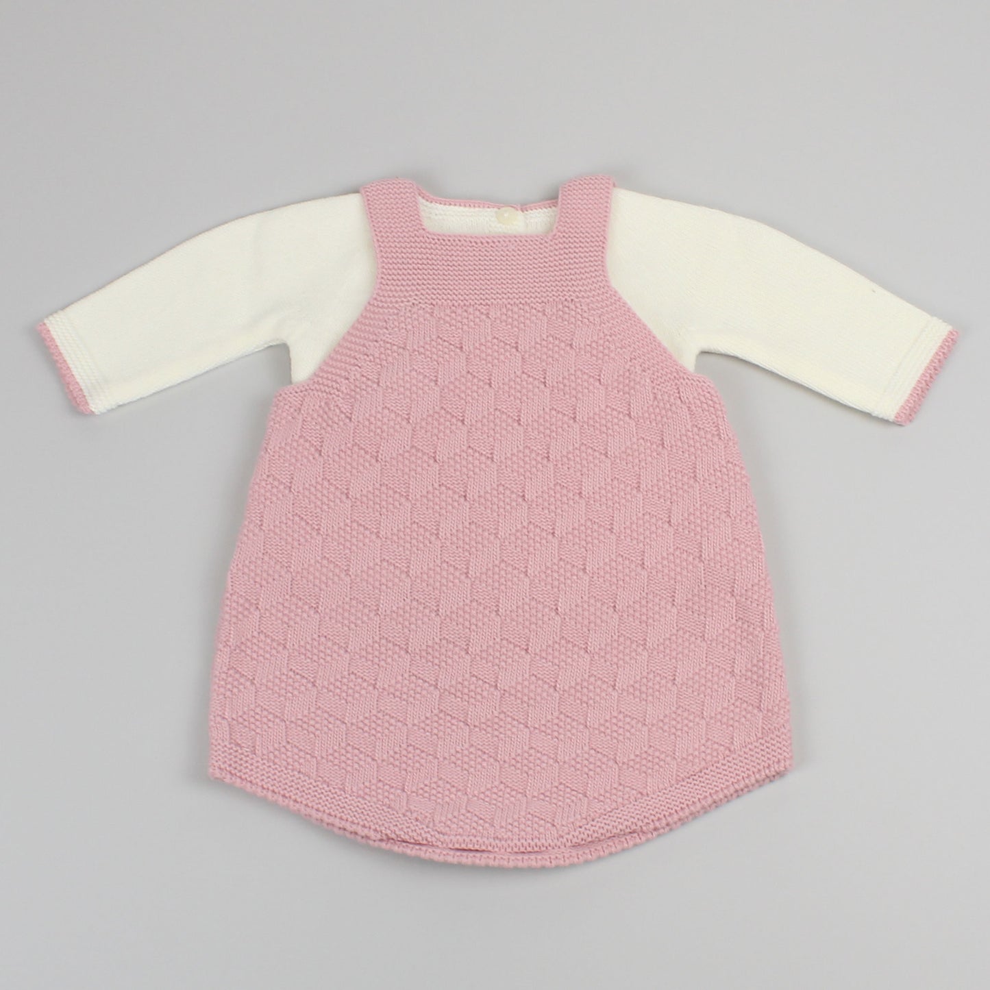 Baby Pink Knitted Outfit - Romper, Braces and Jumper