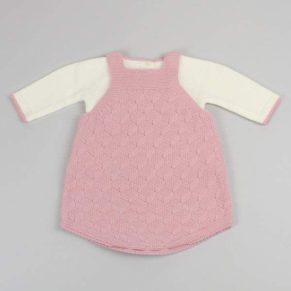 Baby Pink Knitted Outfit - Romper, Braces and Jumper