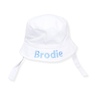 Personalised Baby White Bucket Sun Hat