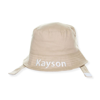 Personalised Baby Beige Bucket Sun Hat