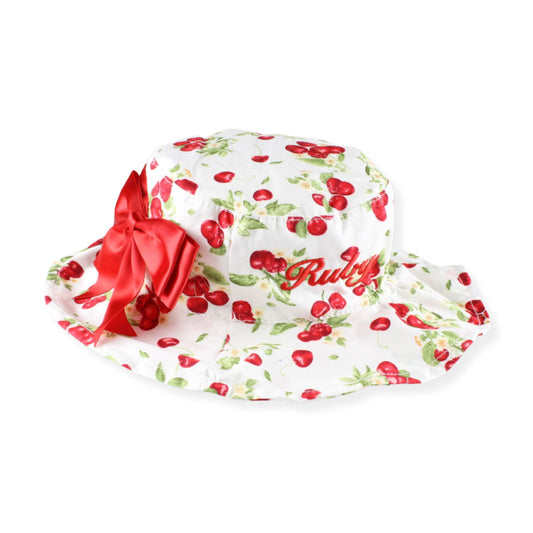 Baby girls bucket hat with cherry design