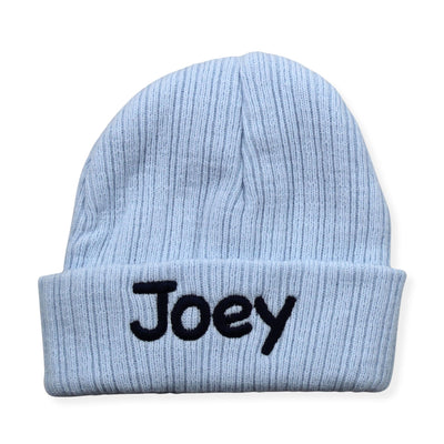 Personalised Pastel Baby Beanie Hat - Blue