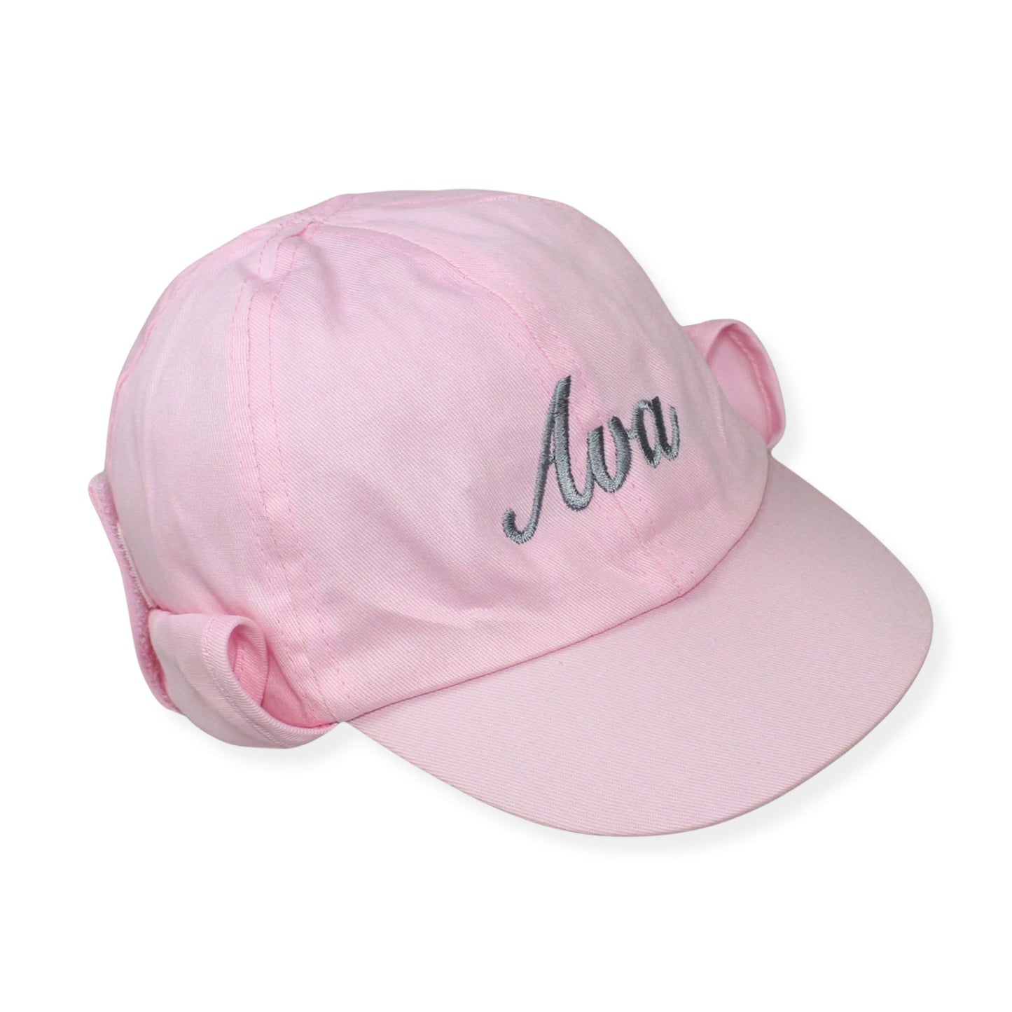 Pink cap with 'Ava' embroidered on it against a white background