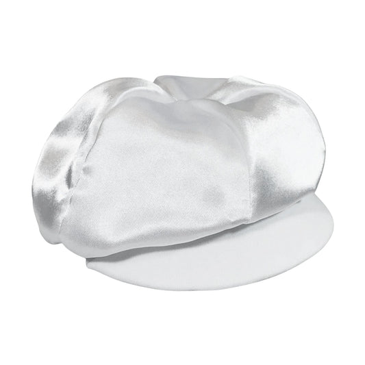 satin silver christening cap