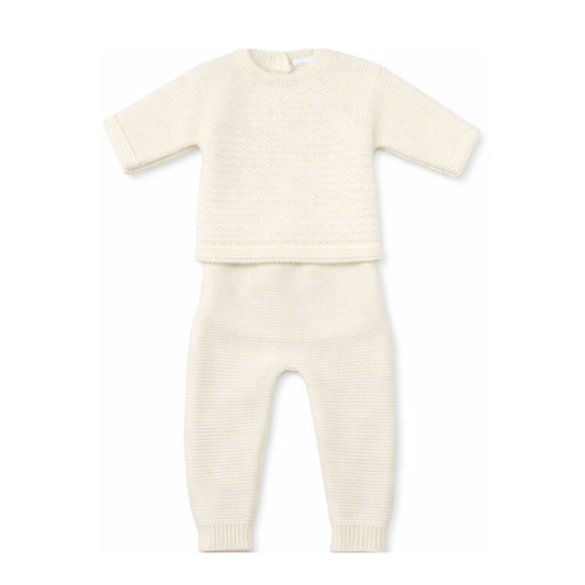 Little Nosh Unisex Ivory Knitted Baby Outfit Set