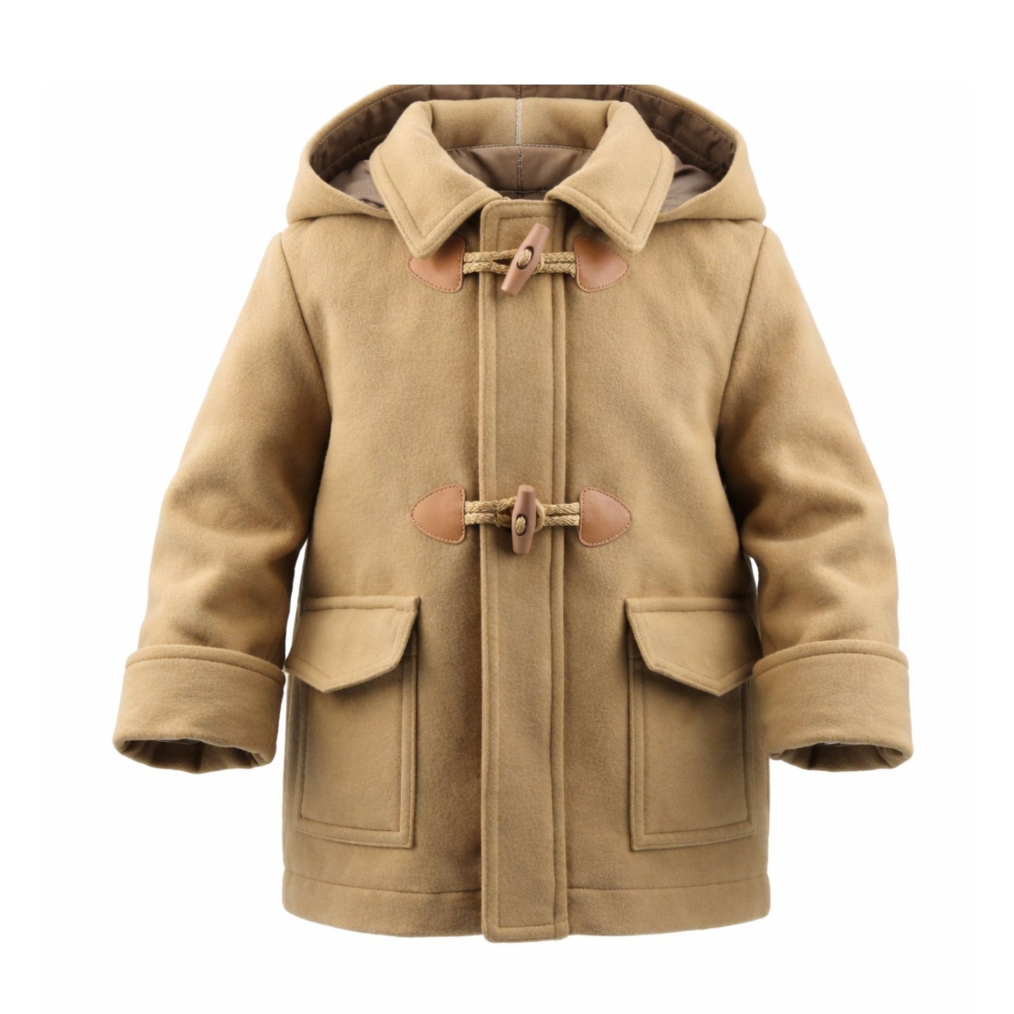 Baby Boys Beige Duffle Coat with Hood