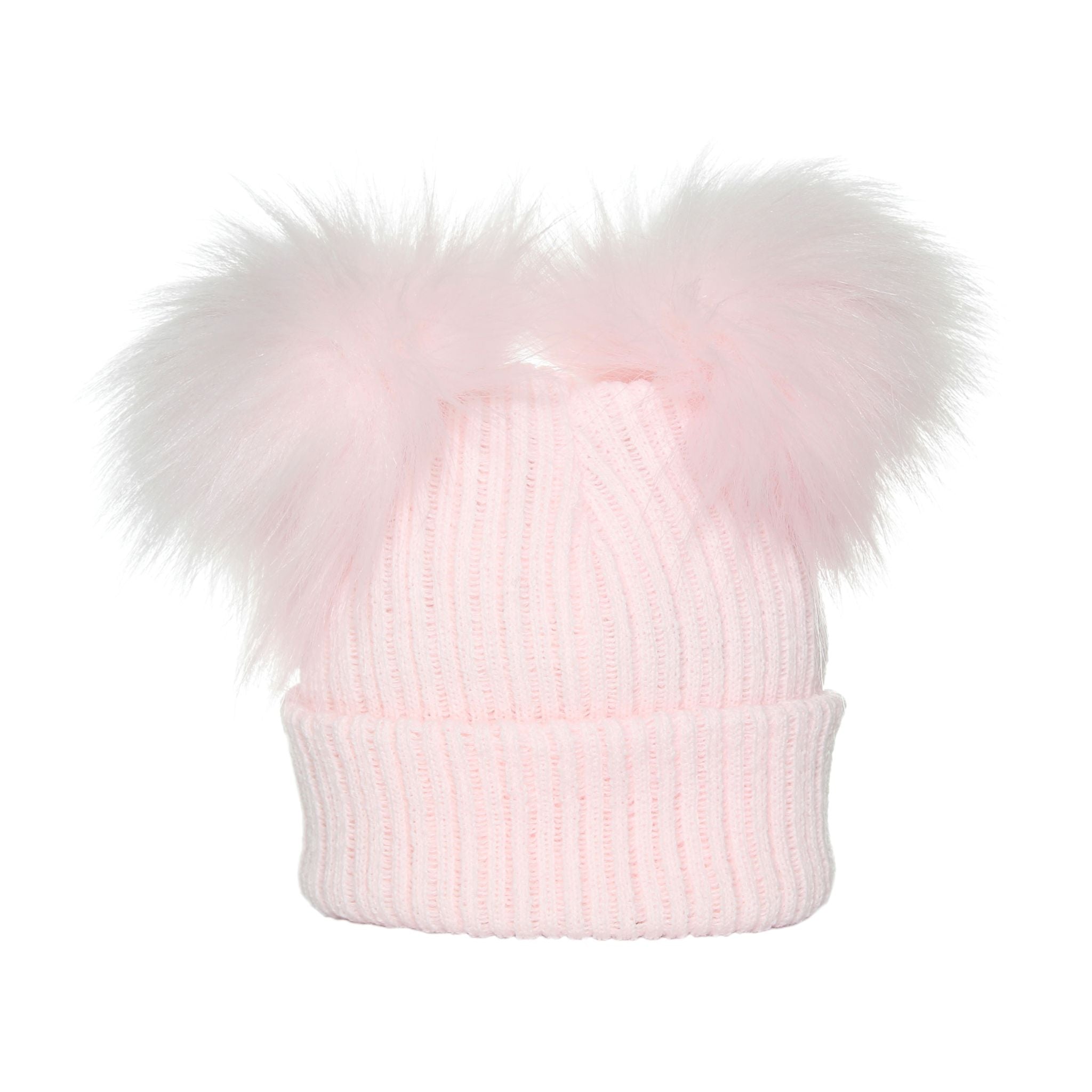 Baby Pink Double Pom Pom Hat | Newborn & 0–6 Months – Lullaby Lane Baby ...