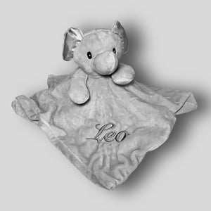 baby unisex grey elephant comforter personalised