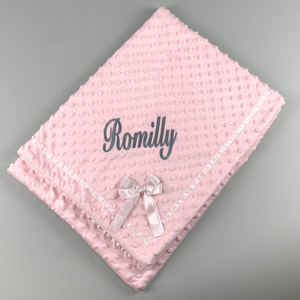 Personalised Pink Bubble Bow Blanket with Bow