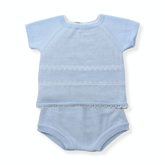 baby boys 2 piece knitted outfit in a spanish style
