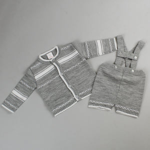 baby boys cardigan and shorts set knitted in grey
